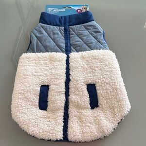 New Vibrant Quilted & Fleece Pet Vest in Navy, Gray and Cream Size Medium